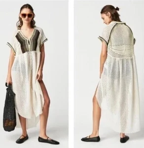 Free People NWOT Crochet Maxi Cardi NEW Cardigan Sweater Duster Dress XS Boho - Picture 1 of 12