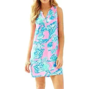 Lilly Pulitzer Essie Dress Pink Pout Barefoot Princess Seashell Sleeveless XS - Picture 1 of 8
