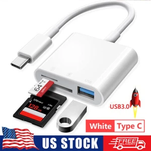 USB-C 3-in-1 Card Reader:SD/TF Card Adapter for iPhone16,iPad,Macbook Plug&Play⚡ - Picture 1 of 10