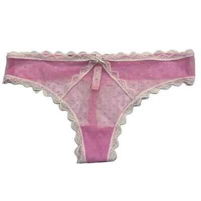 NUEVO CON ETIQUETAS VICTORIA'S SECRET Tanga Braguita Talla M-L-XL Rosa Lunares Malla Encaje Foto 1 de 4