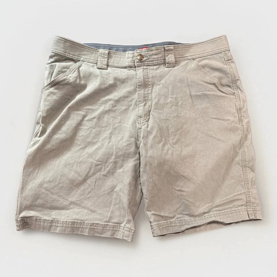 Pantalones Cortos Coleman Para Hombre Talla 38 Verde Caqui Frente Plano Tiro Alto Elastizados Foto 1 de 4