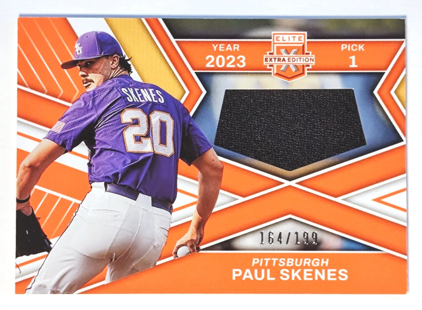 2023 Paul Skenes Elite Extra Edition First Round Materials #FR-BSK Orange /199