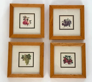 4 dipinti in miniatura firmati incorniciati frutti accoppiati 7x7 ciascuno pronto da appendere - Foto 1 di 16