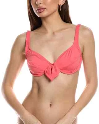 Vince Camuto V-Neck Tie-Front Bikini Top Womens Size M Pop Coral Beach Swim - Image 1 of 4