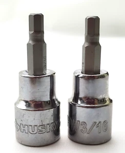 Lot of 2 Husky 3/16" Hex Bit Sockets 3/8" Drive SAE HW3/16 - Picture 1 of 7