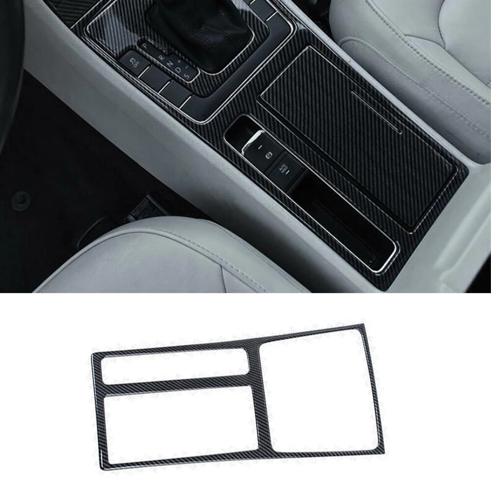 适用于大众帕萨特 B7 2011 - 2015 钢碳纤维控制台换档水杯框架装饰 — 第 1/4 张图片