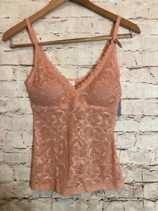 Danskin Bustier Cami Top Women Small Peach All Over Lace Removable Cups Coquette - Picture 1 of 15