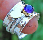 Amethyst 925 Sterling Silver Spinner Ring Wide Band Handmade Heart Spin Ring