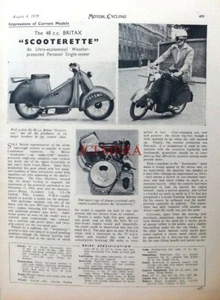 BRITAX 'Scooterette' 48cc Motor Cycle - 1955 Magazine Report Cutting - Foto 1 di 1