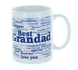 Caja de regalo Best Granddad Typo blanca 11 oz taza azul - cumpleaños, día del padre, Navidad - Imagen 1 de 2