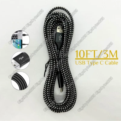 重型充电手机线 10 英尺 Type-C USB-C 适用于三星 Android LG 充电器 — 第 1/4 张图片