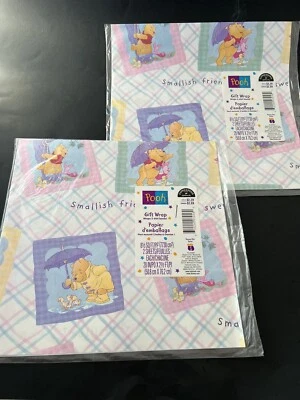 Vtg Hallmark Disney Winnie The Pooh Birthday Gift Wrap/Wrapping Paper Packages 2 - Image 1 of 4