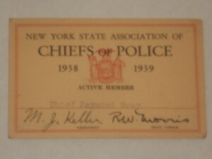 1938 International Assoc Of Chiefs Of Police New York State Membership Card RARE