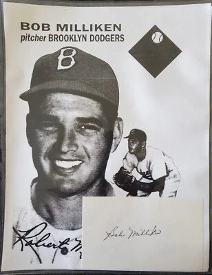 Bob Milliken Autograph Brooklyn Dodgers MLB 3x5 Index Card - Image 1 of 2