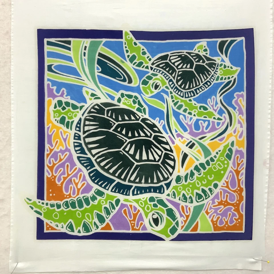 Lot of 4 Robert Kaufman Artisan Batiks Batik Sea Turtle Fabric Panel 20" x 22" - Image 1 of 1