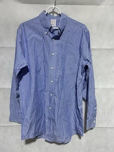 Brooks Brothers Original Polo Traditional Fit Blue White Stripe Sz 15.5-2/3 NWOT - Picture 1 of 5