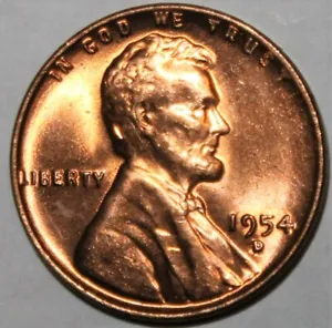 1954-D 1C RD Lincoln Cent - UNC - Picture 1 of 2