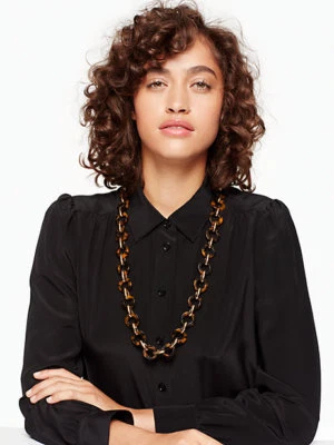 Kate Spade Out of Her Shell Necklace NWT Classic Tortoise Shell Links LONG LINKS - Image 1 of 4