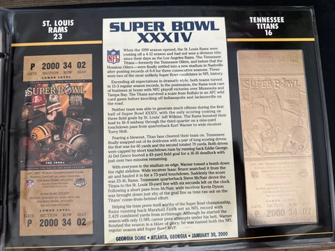 NFL Gold Super Bowl Ticket Willabee Ward 22KT #34 St Louis Rams Vs. Titans Cover