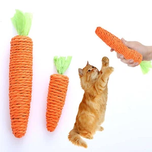 Carrot Cat Chewing Toy Built-in Bell Chewing Claw Grinding Teeth Cleaning Toy - Picture 1 of 14