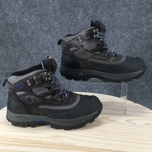 Khombu Hiker Waterproof Winter Boots Womens 11 Fleet Black Leather Lace Up Round - Picture 1 of 15