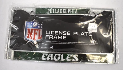 Marco de matrícula de metal Philadelphia Eagles acabado cromado logotipo retro de la NFL Foto 1 de 4