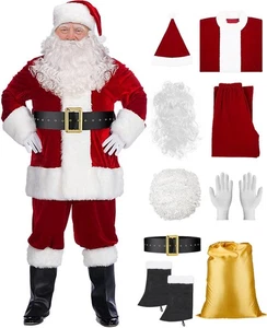 Santa Suit Deluxe Santa Claus Costume for Men, Christmas Adults Santa Costume... - Picture 1 of 5
