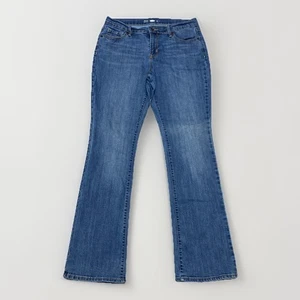 Jeans taglio stivaletto Old Navy Sweetheart taglia 10 lungo blu medio vita media denim elasticizzato - Foto 1 di 12