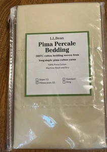 L.L. Bean Supima Percale Pillowcases Standard Set Of Long Staple Cream Biege NIP - Picture 1 of 2