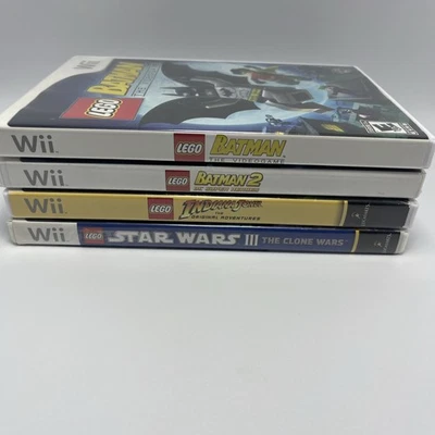 Wii 4 game Lot Lego Star Wars The Complete Saga III, Indiana Jones, Batman 1 & 2 - Image 1 of 4