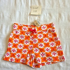 Crazy 8 girls size 7/8 or Medium shorts orange pink and white 2 pockets NWT - Picture 1 of 4