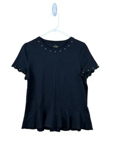 Camiseta Kate Spade Broome Street Adornada con Tachuelas Talla M Negra Cuello Redondo - Imagen 1 de 5