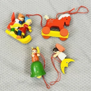 Lot of 4 Vintage Wooden Hand Painted Ornaments from Germany - Picture 1 of 6