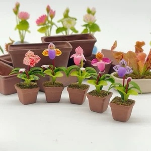 5 Pieces Miniature Lady Slipper In Pot, Miniature Dollhouse 1:12 - Picture 1 of 9