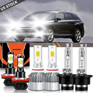 For Toyota Venza 2009-2012 LED HID Headlight High Low Beam Fog Bulbs White - Picture 1 of 11