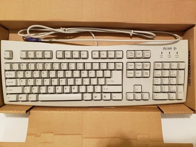 RARE NEW VINTAGE ACER 6511-C X 104 KEYS WINDOWS PS2 ACCUFEEL KEYBOARD  BEIGE - Image 1 of 4