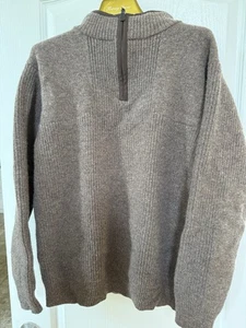 L.L. Bean Waterfowl Sweater Mens Medium Merino Lambs Wool Ribbed Brown 237808 - Picture 1 of 3