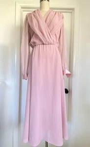 Ursula Of Switzerland Sheer Chiffon Dress Sz S Small Pink Draped - Picture 1 of 4