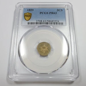 1859 P PCGS PR63 Proof - Toned 3 Cent Three Cent Silver Trime 3c US Coin #55336A - Picture 1 of 4