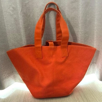 [Deberes de importación incluidos] Bolso de Mano Hermes de Lona con Bolsa Naranja Informal Playa B Foto 1 de 4