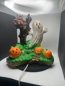 VTG 1970s Ceramic Halloween Mold Spooky Tree Owl Ghost Pumpkin Light Up Decor - Picture 1 of 8