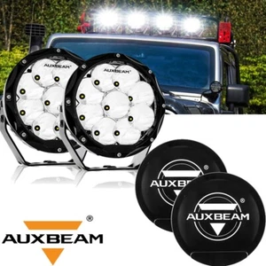 AUXBEAM 7" Round LED Driving Light Spot Pods + Black Covers For Toyota Pickup - Picture 1 of 12