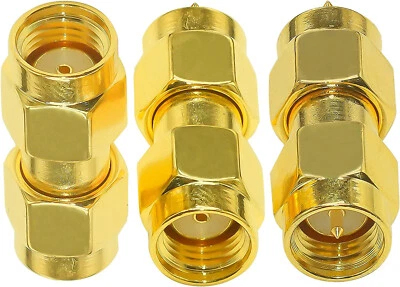 3pcs RP-SMA Male to SMA Male Coupler Converter for Radio Extension Cable Router - Image 1 of 4