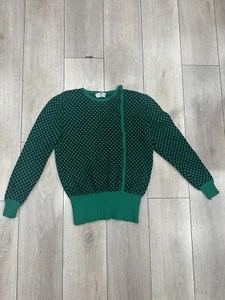 Vtg Valentino Garavani Studio Pickle Green Cherry Plaid with black sweater, sz40 - Picture 1 of 7