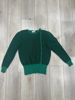 De Colección Valentino Garavani Studio Pickle Verde Cereza Cuadros con Suéter Negro, Talla 40 Foto 1 de 4