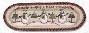 Braided Jute Hand Stenciled Oval Table Runner. Earth Rugs. SNOWMAN, MOON, STAR - Picture 1 of 1