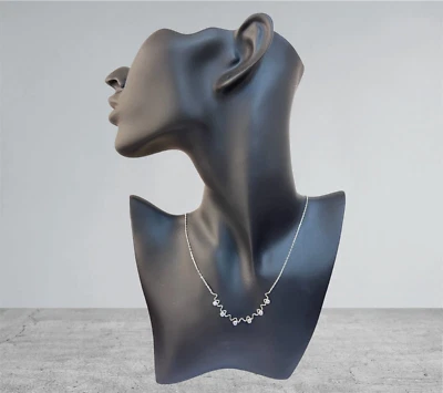 collana donna argento 925 rodiato anallergico barretta orrizzontale  zircone - Immagine 1 di 4