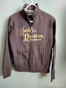 Womens Harley Davidson BROWN Full Zip JACKET Size M GUC - Picture 1 of 5