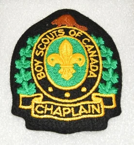 CHAPLAIN BOY SCOUTS CANADA Black Felt Crest Embroidered NOS New Old Stock SD69D - Picture 1 of 4