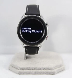 Samsung Galaxy Watch 3 SM-R855F 41 mm Edelstahlgehäuse mit schwarzem Lederarmband - Bild 1 von 9